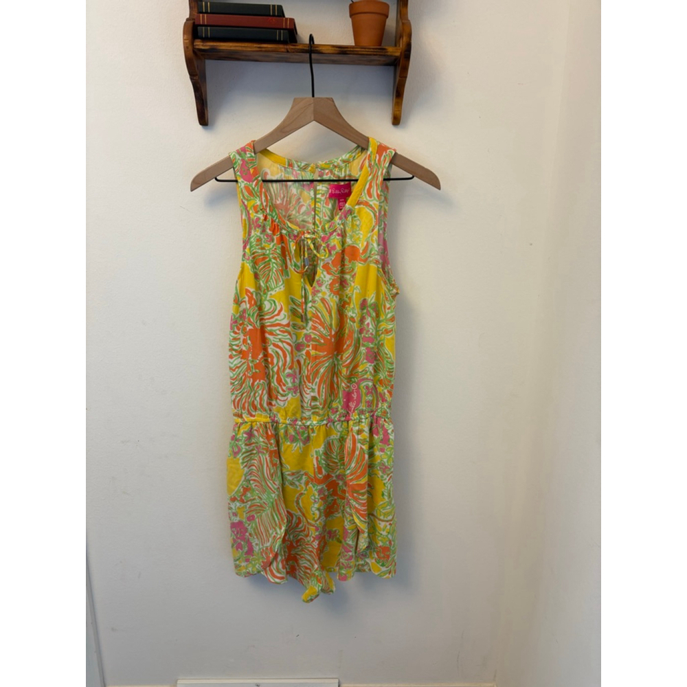 Lilly Pulitzer for Target Yellow Floral Romper Size M Elastic Waist